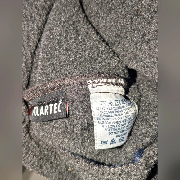 Lands’ End Polartec Fleece Peacoat Jacket Large Gray Double Breasted - Picture 4 of 8